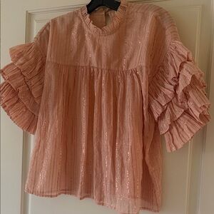 Ulla Johnson Peach Blouse with Subtle Sheen